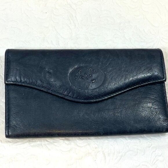 VTG Buxton Black Cowhide Leather Trifold Wallet Credit Card Slots 5.5"x3.25" - Picture 1 of 16